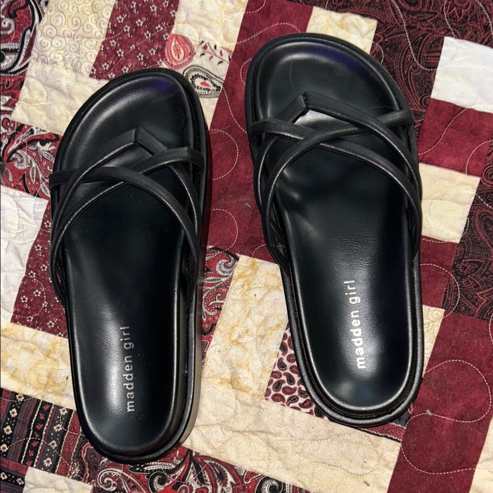 Madden Girl Black Crisscross Sandals